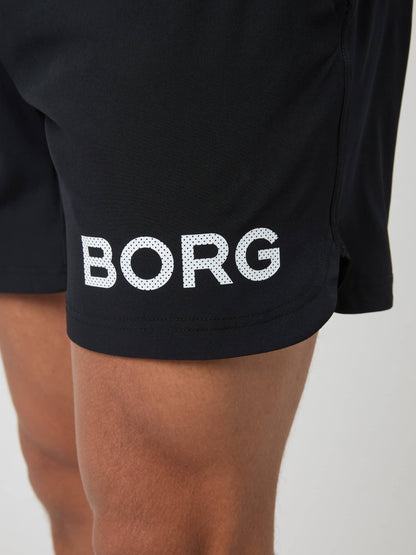 Borg Shorts 6 Inch - Men - Black White Logo