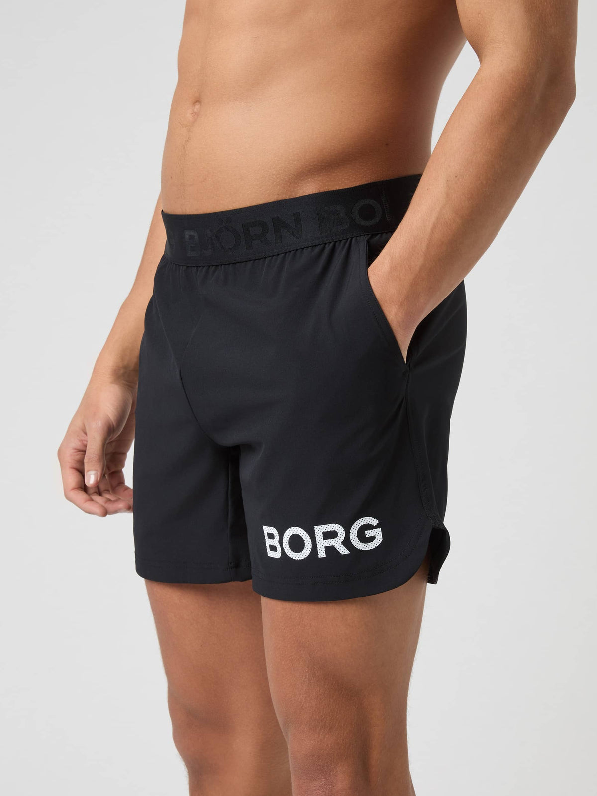 Borg Shorts 6 Inch - Men - Black White Logo