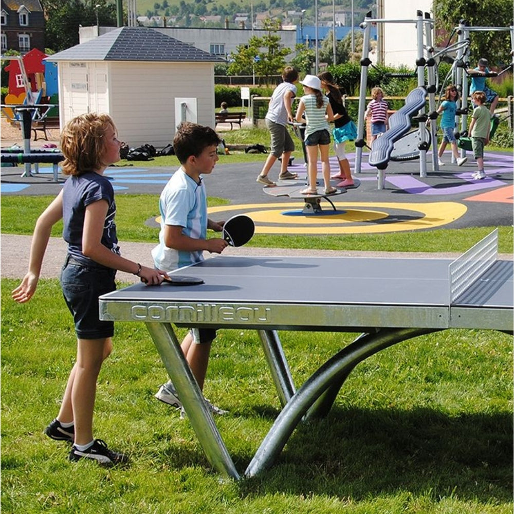 Cornilleau Park Outdoor Table Tennis Table - All-Weather, Foldable, Professional Play - Grey