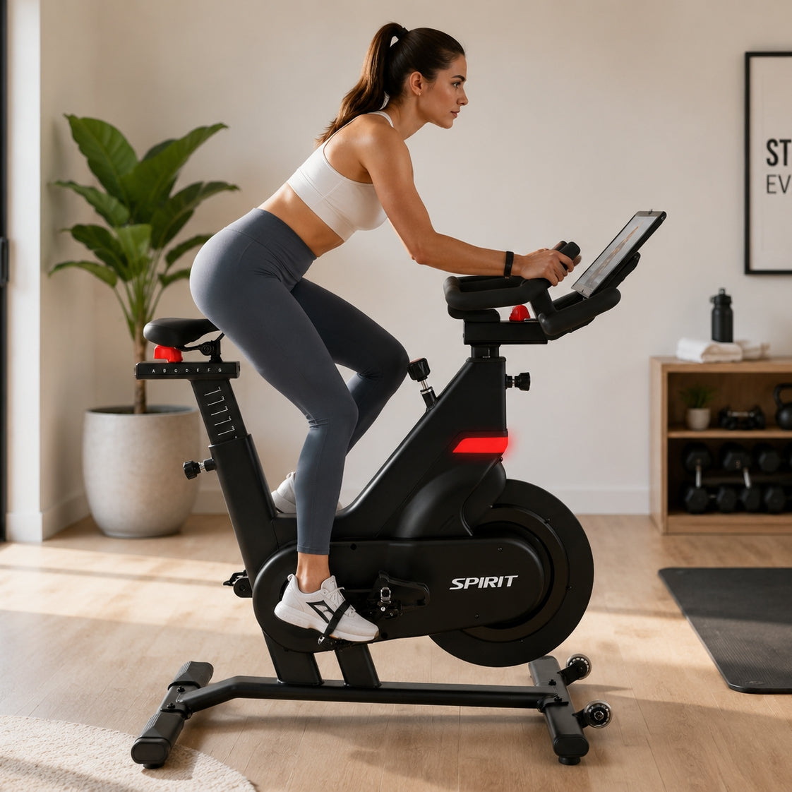 Spirit Fitness Indoor Bike with console and coaching light (electro magnetic resistance)